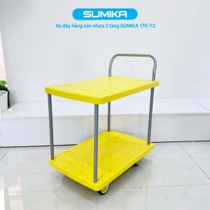 Xe đẩy hàng 4 bánh sàn nhựa Sumika 170-T2 (2 tầng)